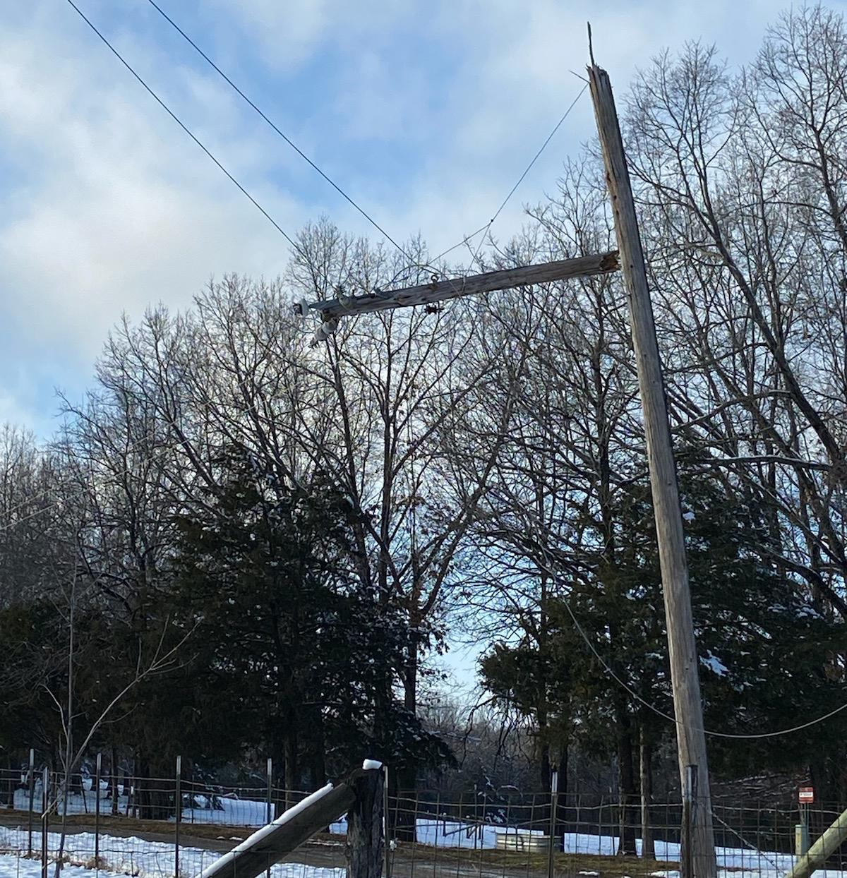 Crews are working to repair broken poles and downed wire.