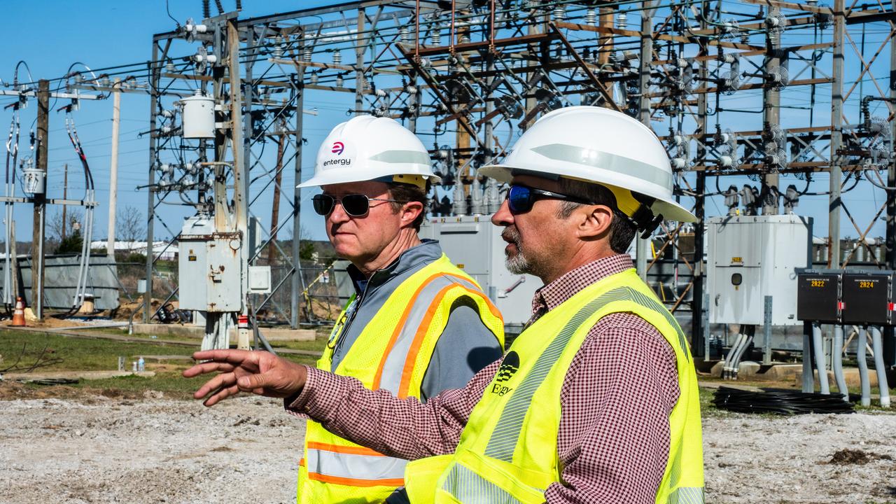 Entergy Mississippi President and CEO Haley Fisackerly tours damaged substation in Winona.