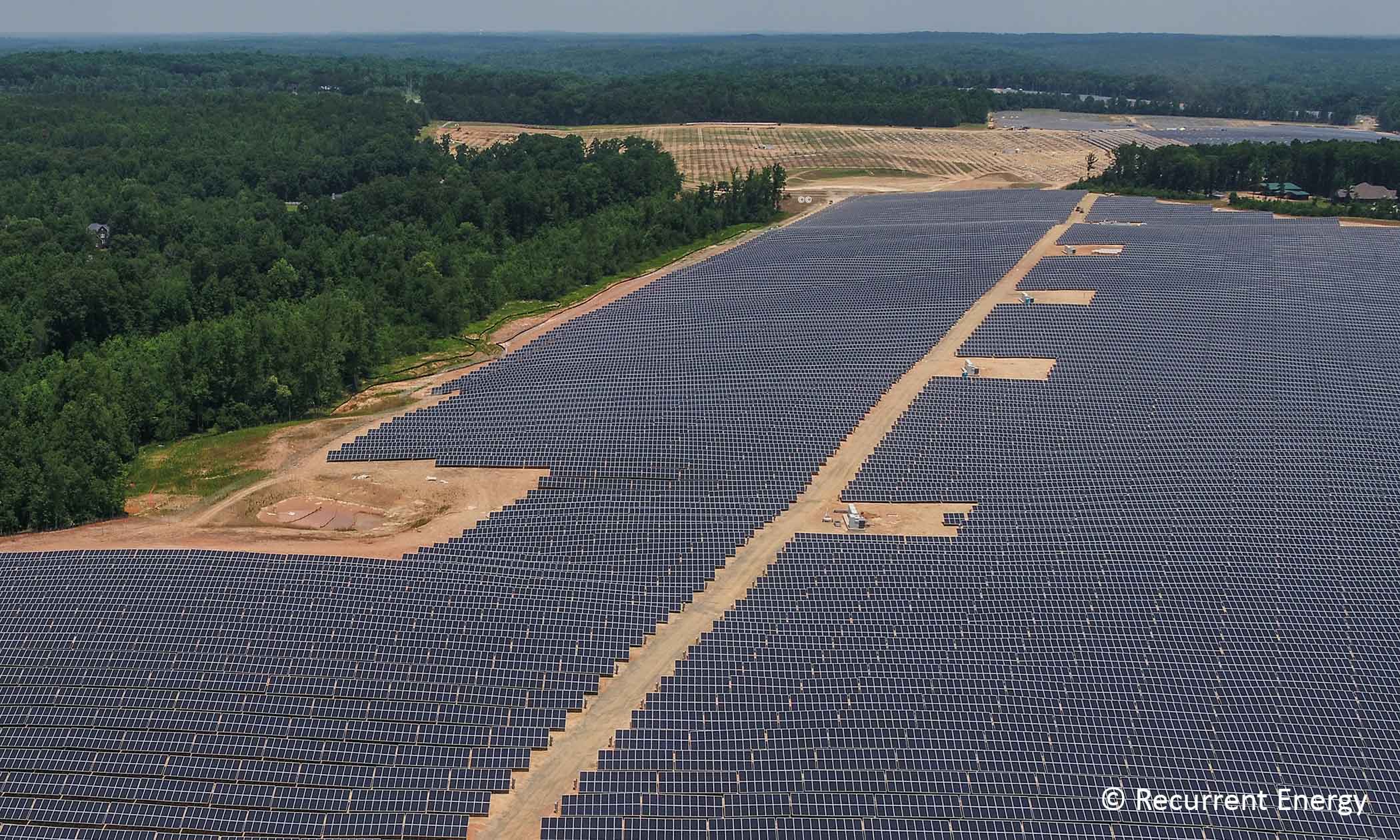 This solar site near Concord, N.C., was built by Recurrent Energy, Entergy Mississippi's partner in the planned 100 MW site in Sunflower County.