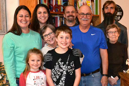 Stephen with his wife, Teri; mother-in-law, Betty; daughter, Becca; granddaughter, Laura; son, Nicholas; son-in-law, Mark; and grandchildren, Kadence and Riley.