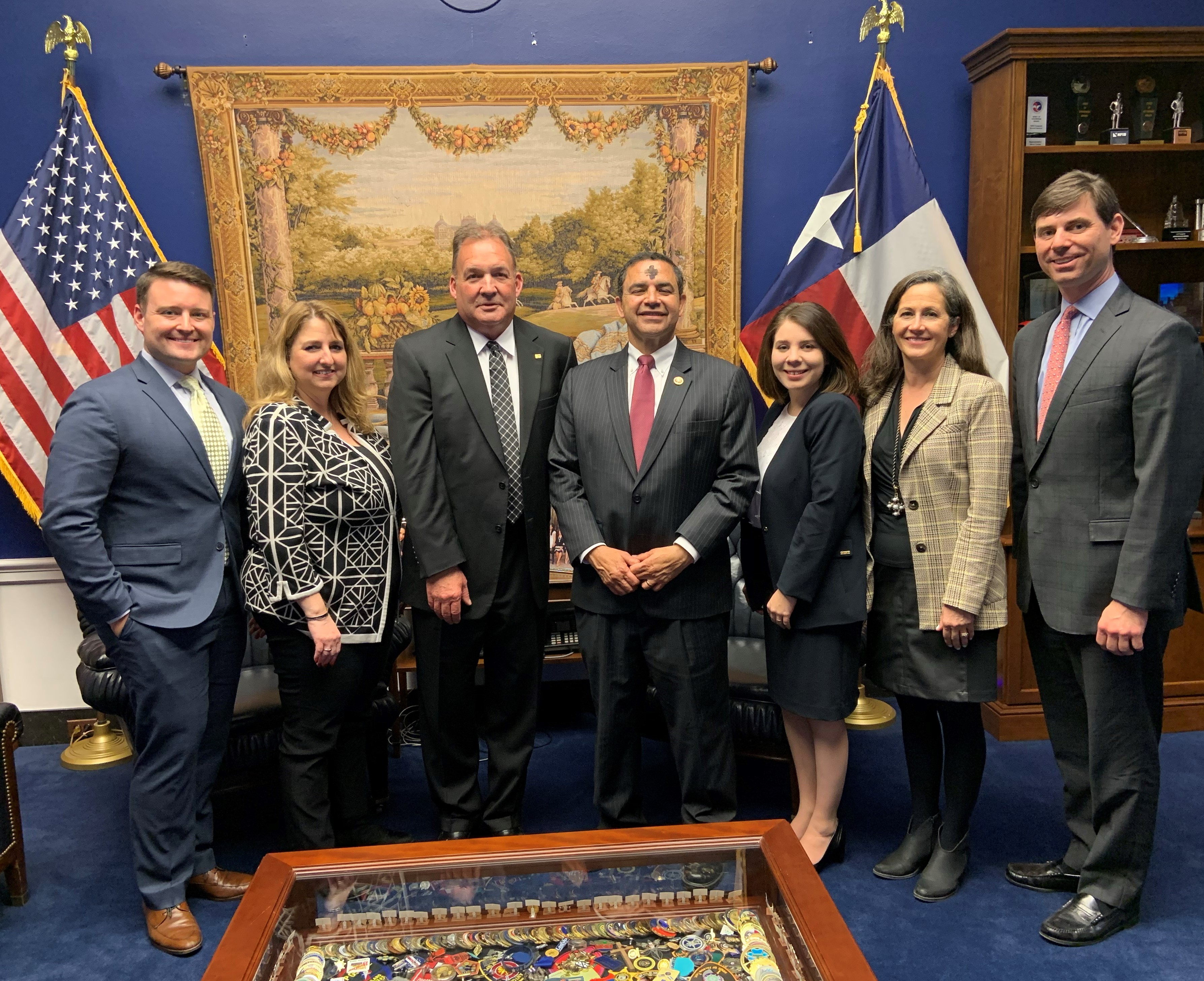 Team members with Texas Representatives Henry Cuellar.