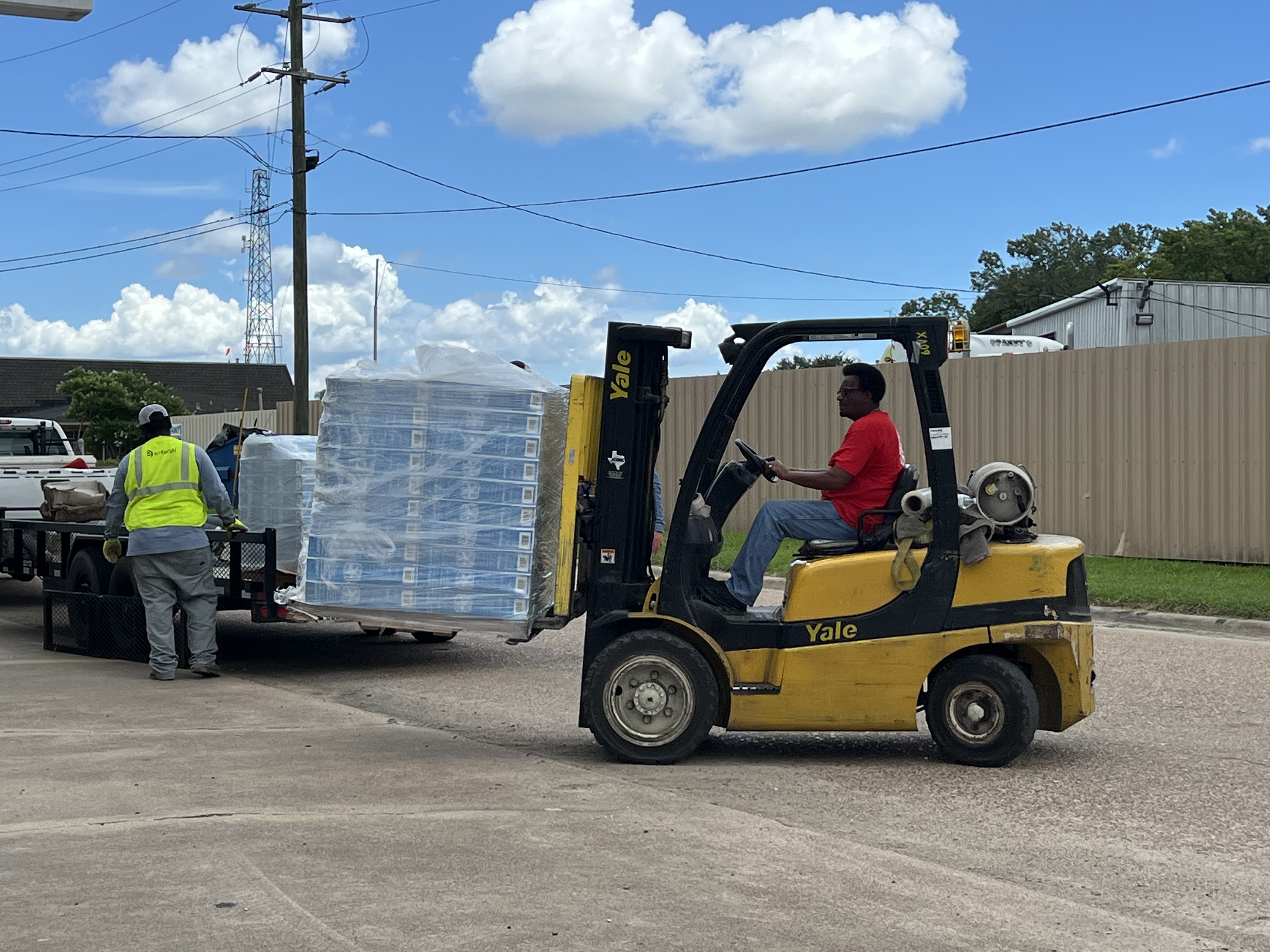 Salvation Army of Beaumont receiving fan donations from Entergy Texas. 