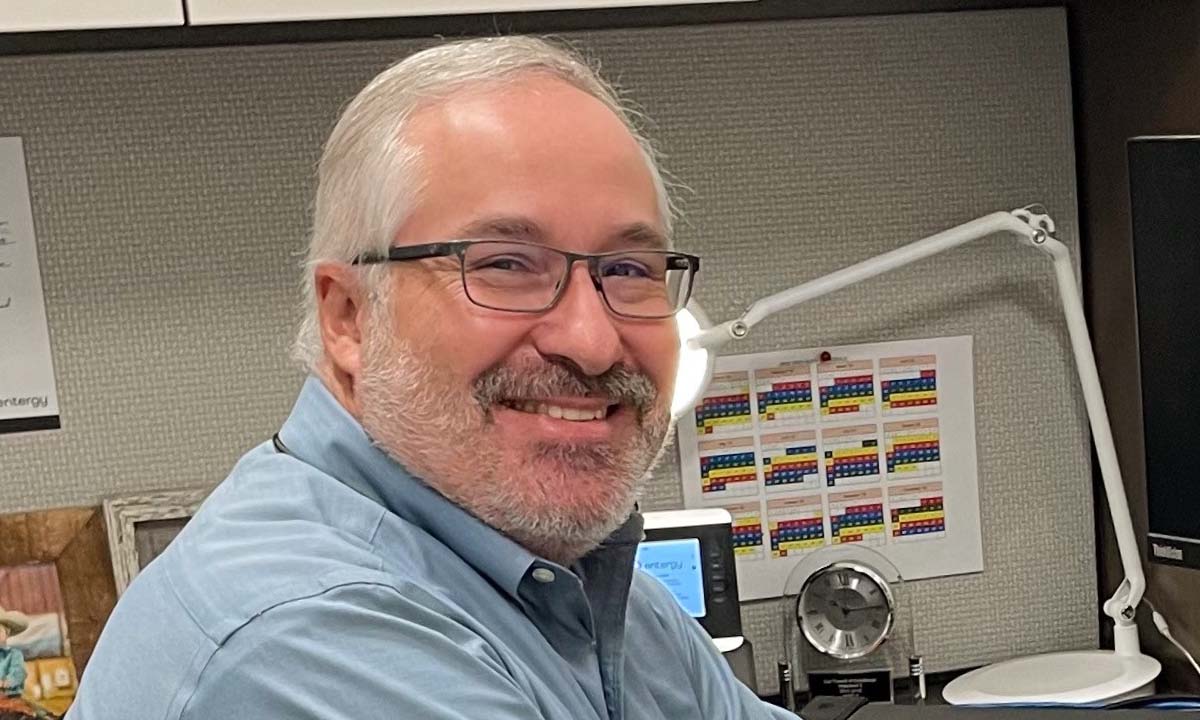 Tim Caruthers, the senior manager of leader and team performance in nuclear human resources, in his office based at Entergy’s nuclear headquarters, Echelon.