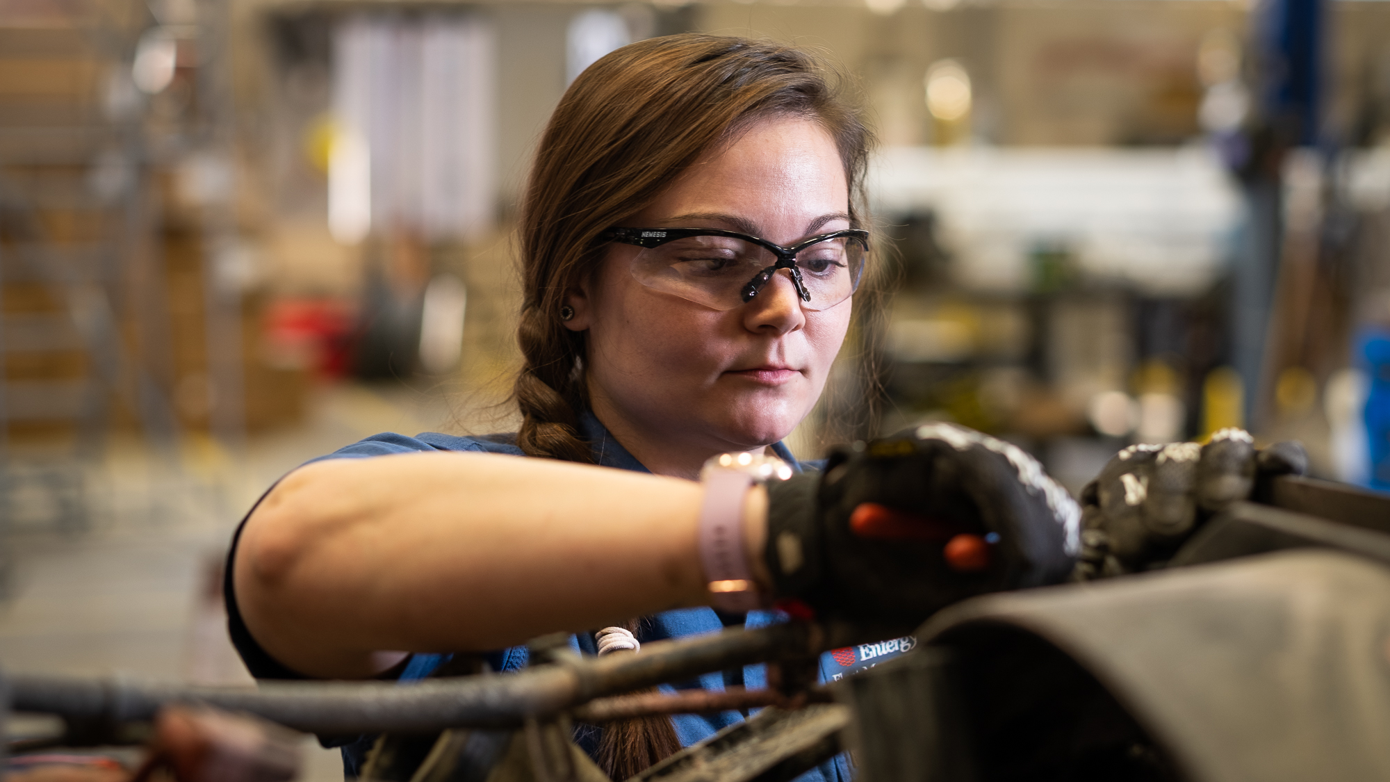 Kassie Cramer is Entergy's first female mechanic. 