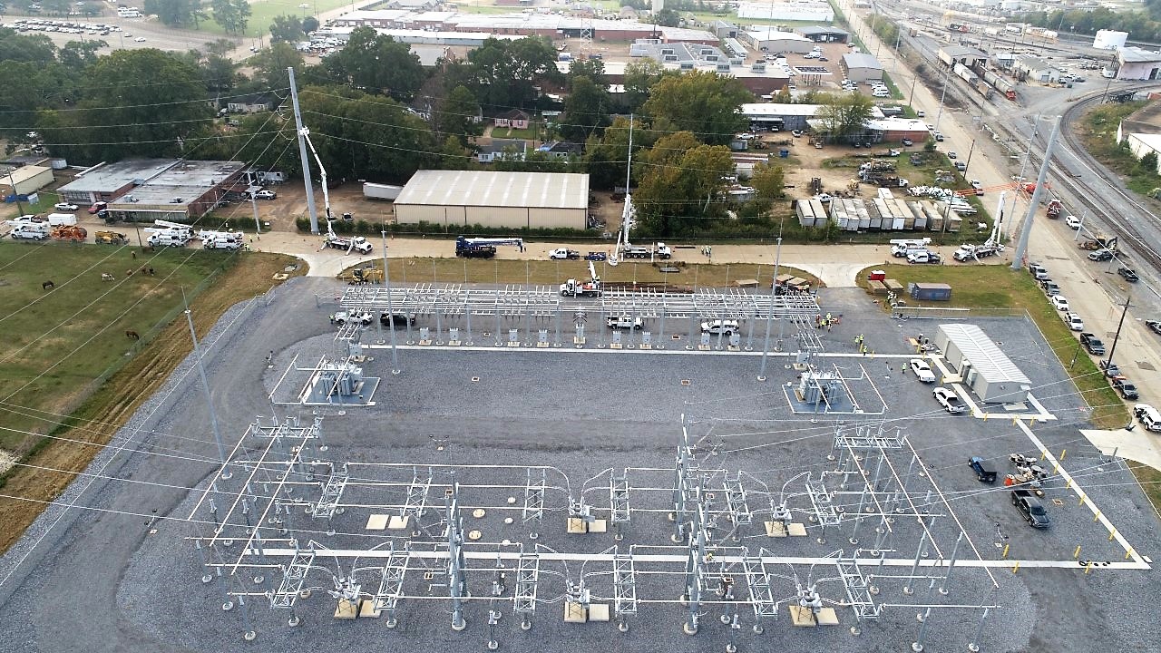 Aerial view of new $31-million Mill St. substation and service reliability project.