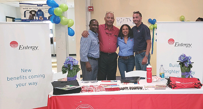 Entergy New Orleans employees Jesse Mondy, Lamart Buggage, Pam Ferbos and Thomas Roque staffed Entergy's booth at the Earth Day expo.