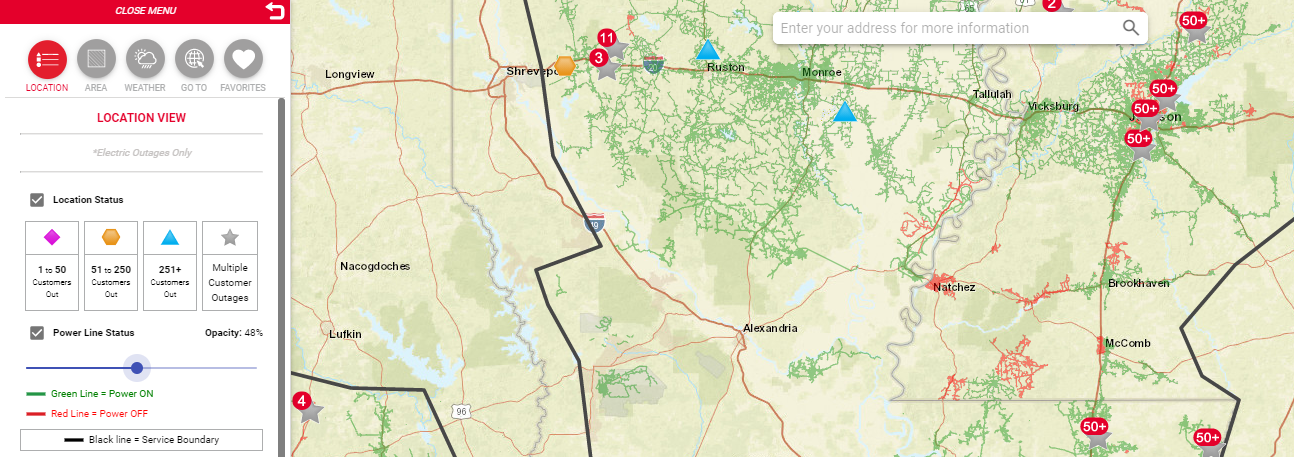 How use the Outages map | Entergy Center