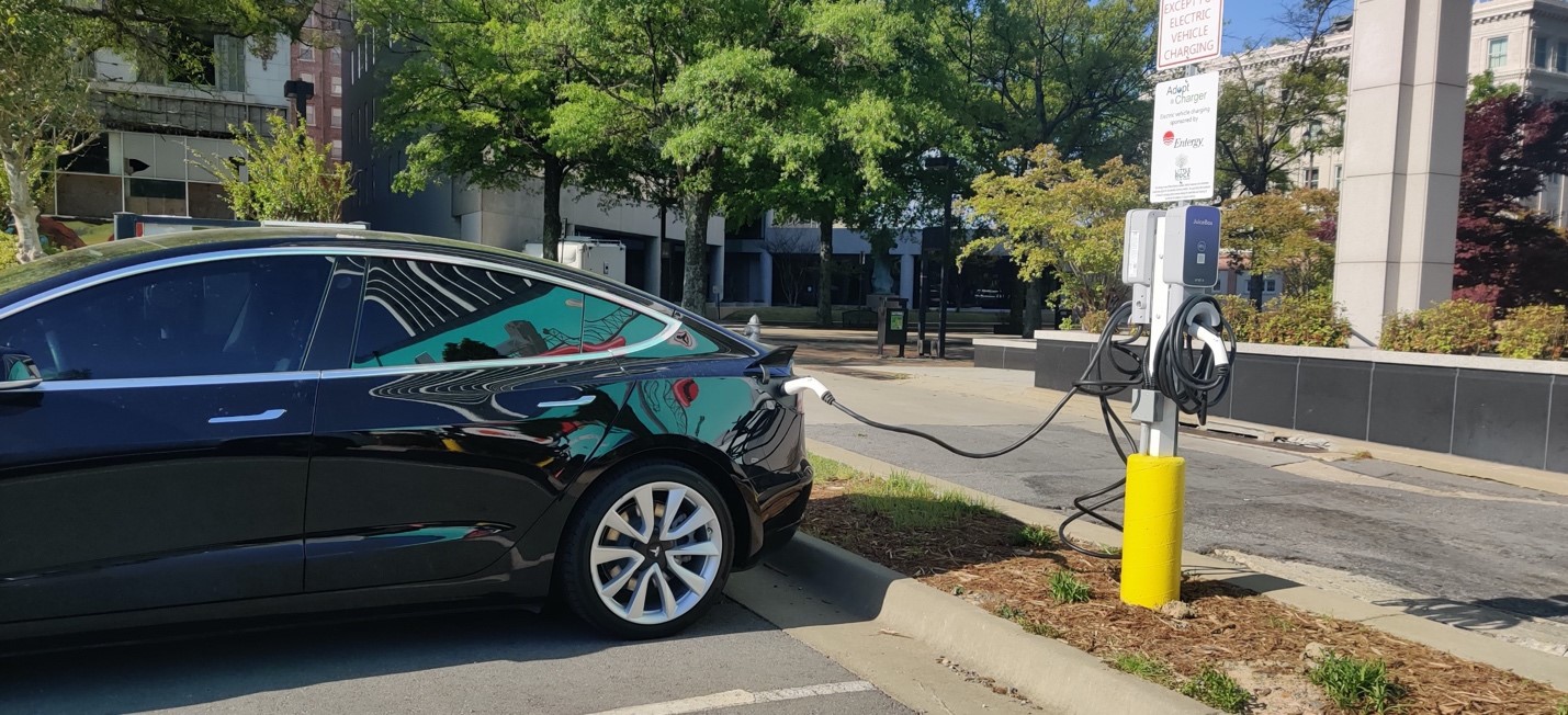 Adopt a Charger was awarded $160,00 for electric vehicle charging stations, including the one pictured at the Little Rock Tech Park.