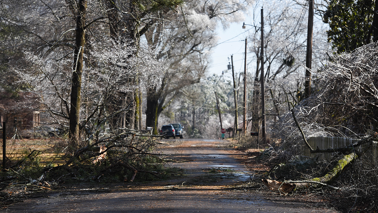 Winter storm damage near Como, Mississippi