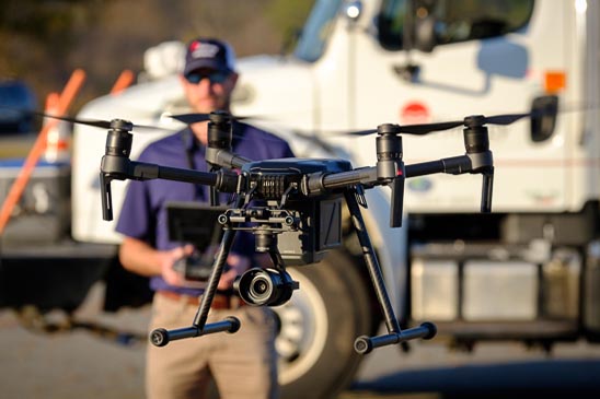 entergy employee eric treadwell, a former us army air traffic controller, is using a flying drone to improve reliability and control costs for customers.