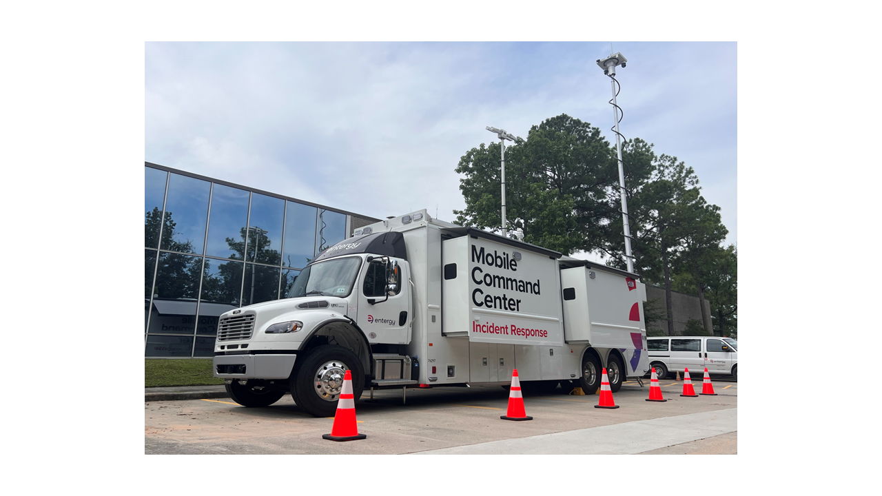 Mobile command center stationed in The Woodlands.