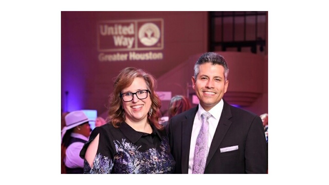 president and ceo at united way of greater houston amanda mcmillian and president and ceo of entergy texas eliecer viamontes at the united way of greater houston’s centennial celebration taken by quy tran.